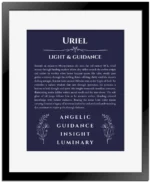 Uriel custom name meaning print in navy blue with black matte frame