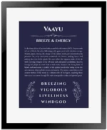 Vaayu custom name meaning print in navy blue with black matte frame