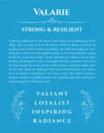 Valarie personalized wall art with the story of your name in blue