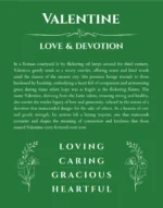 Valentine custom name print for wall display in dark green