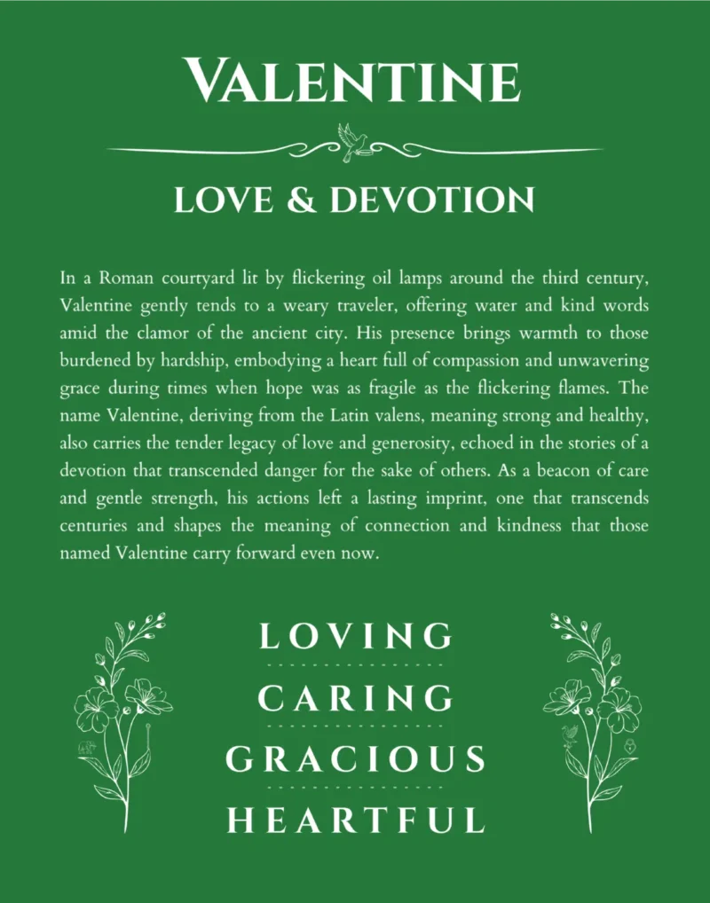 Valentine custom name print for wall display in dark green