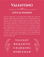Valentino custom name art showing meaning and origin in red