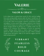 Valerie name meaning wall art by Get Your Story in dark green
