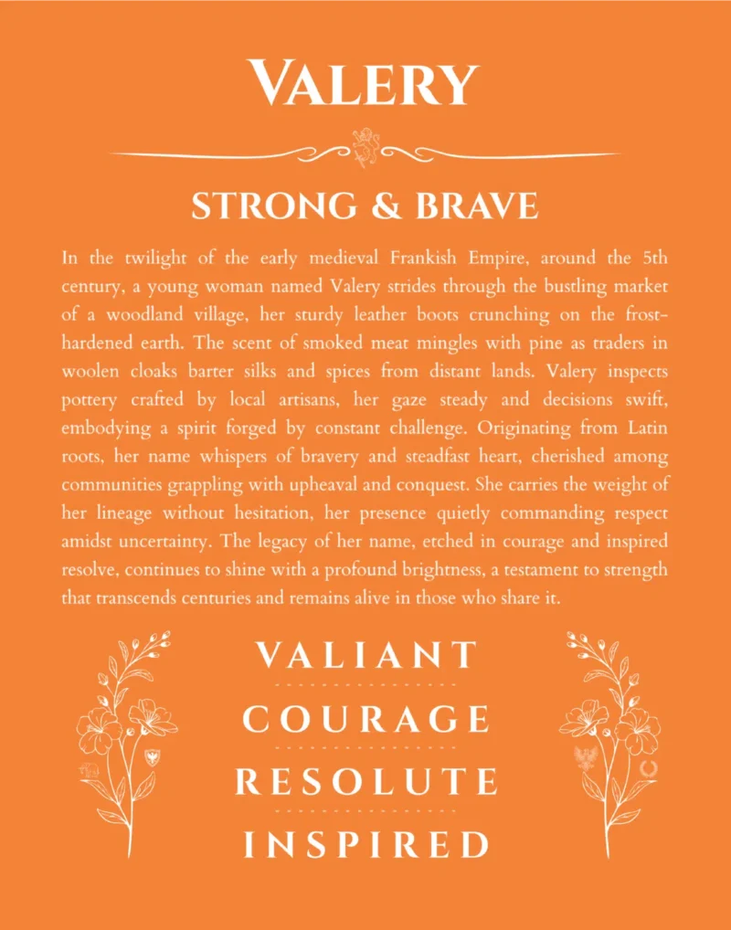 Valery name meaning gift print in orange