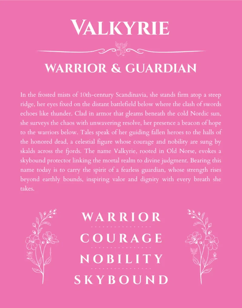 Valkyrie custom name print for wall display in pink