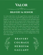 Valor custom name print for wall display in dark green
