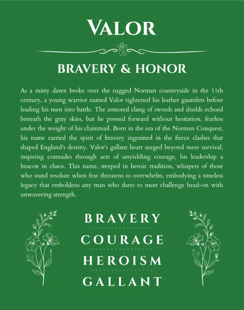 Valor custom name print for wall display in dark green