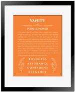 Vanity personalized name meaning print in orange with black matte frame