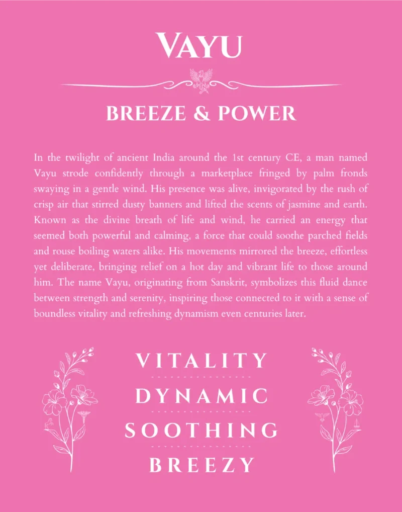 Vayu custom name art showing meaning and origin in pink