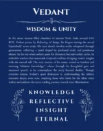 Vedant personalized name art with origin story in deep blue