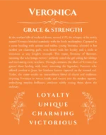 Veronica personalized wall art with the story of your name in orange