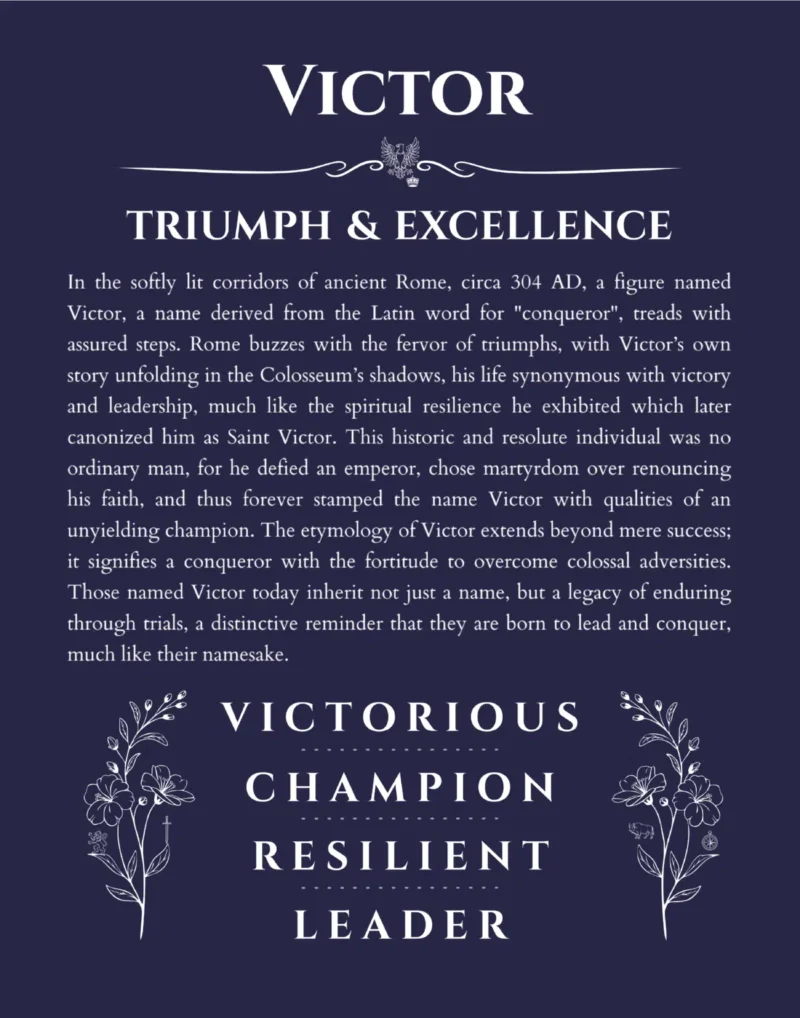 Victor custom name print for wall display in navy blue