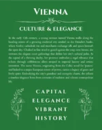 Vienna personalized name art with origin story in dark green