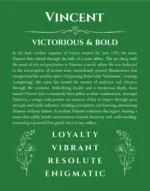 Vincent custom name meaning print in dark green