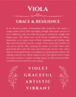 Viola custom name art showing meaning and origin in red