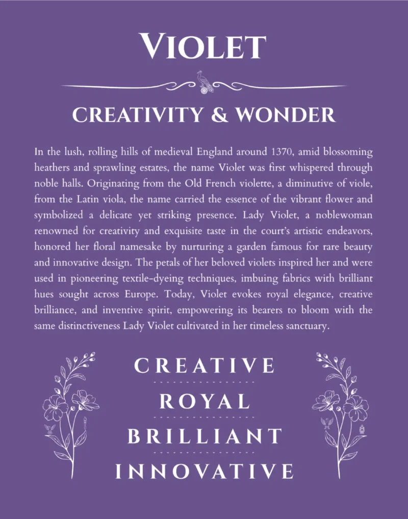 Violet custom name meaning print in purple
