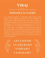 Viraj name origin print with meaning and traits in orange