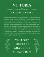 Vittoria personalized name art with origin story in dark green