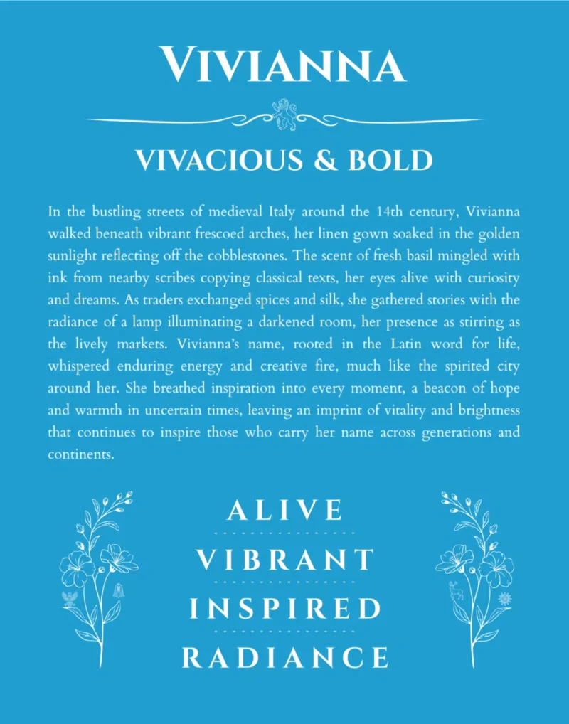 Vivianna name meaning wall art by Get Your Story in blue