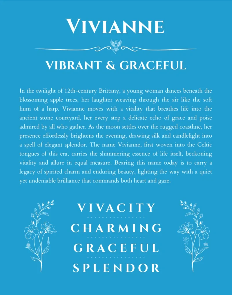 Vivianne custom name meaning print in blue