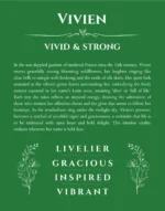 Vivien personalized wall art with the story of your name in dark green