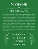 Vivienne personalized name meaning print in dark green