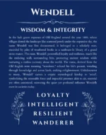 Wendell custom name art showing meaning and origin in deep blue