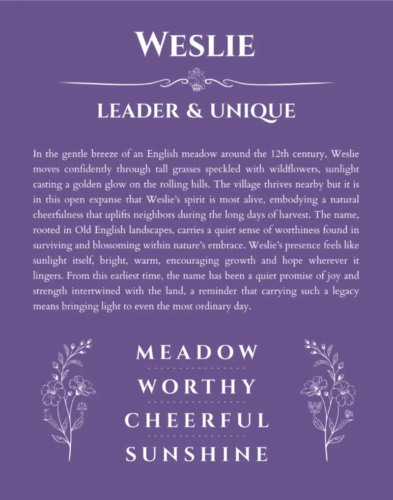 Weslie custom name print for wall display in purple