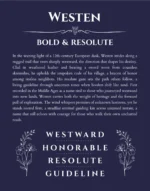 Westen name origin print with meaning and traits in navy blue