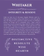 Whitaker custom name art showing meaning and origin in purple