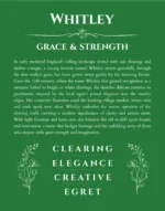 Whitley custom name print for wall display in dark green