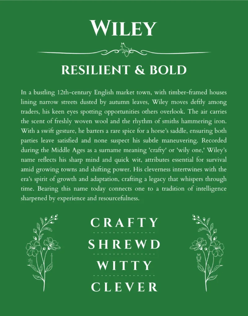 Wiley personalized name meaning print in dark green