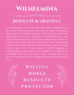 Wilhelmina personalized name meaning print in pink