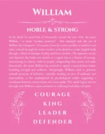 William personalized name meaning print in pink