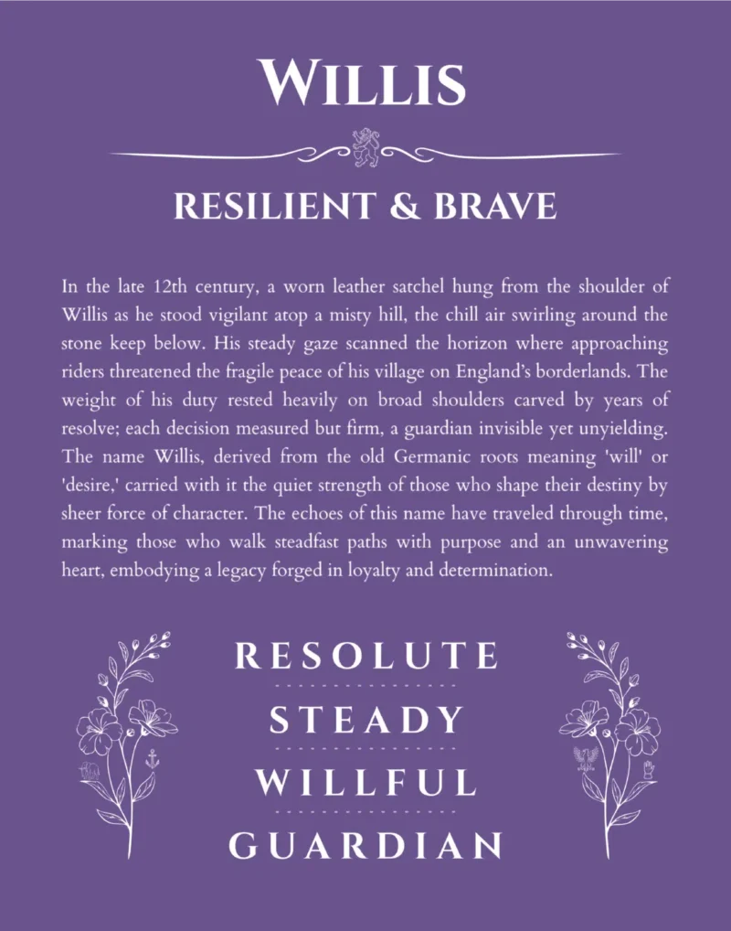Willis name meaning gift print in purple
