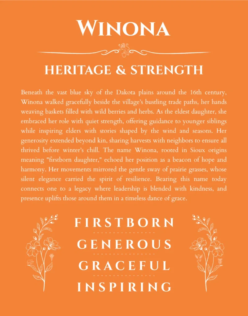 Winona personalized name meaning print in orange