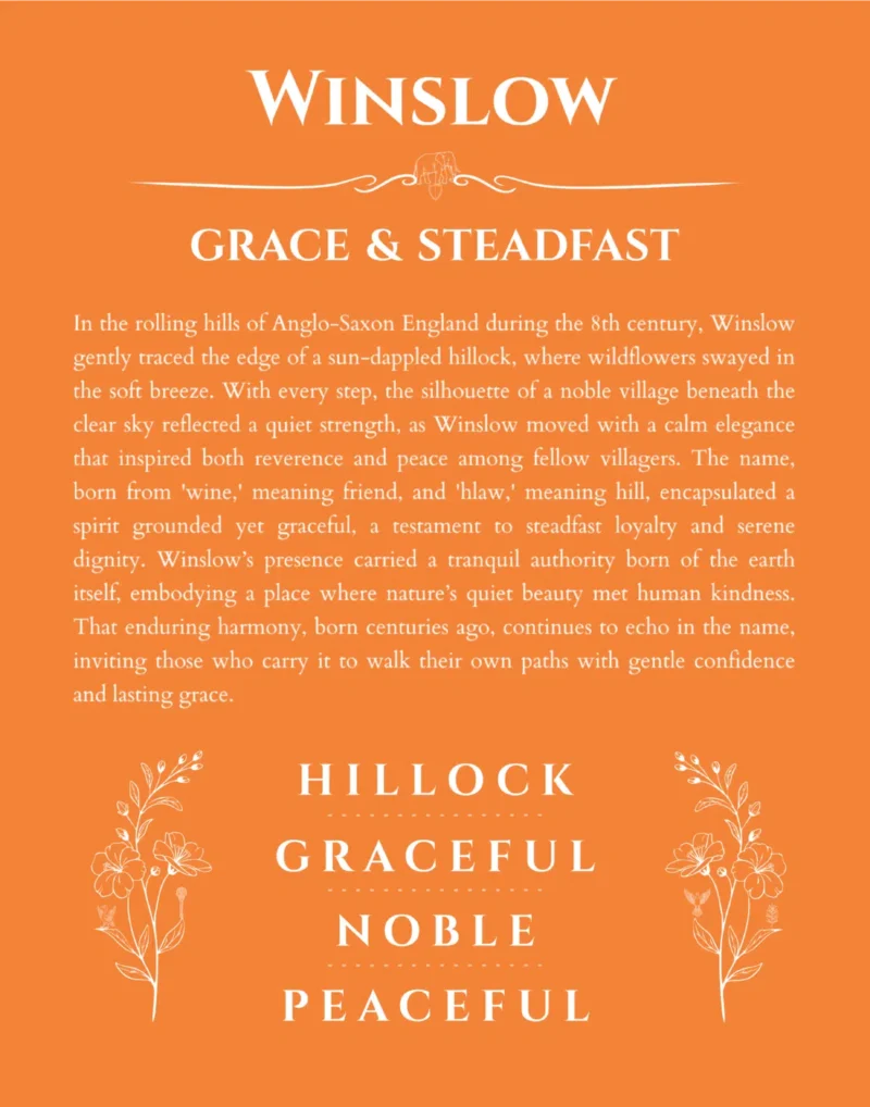 Winslow name meaning gift print in orange