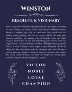 Winston personalized wall art with the story of your name in navy blue