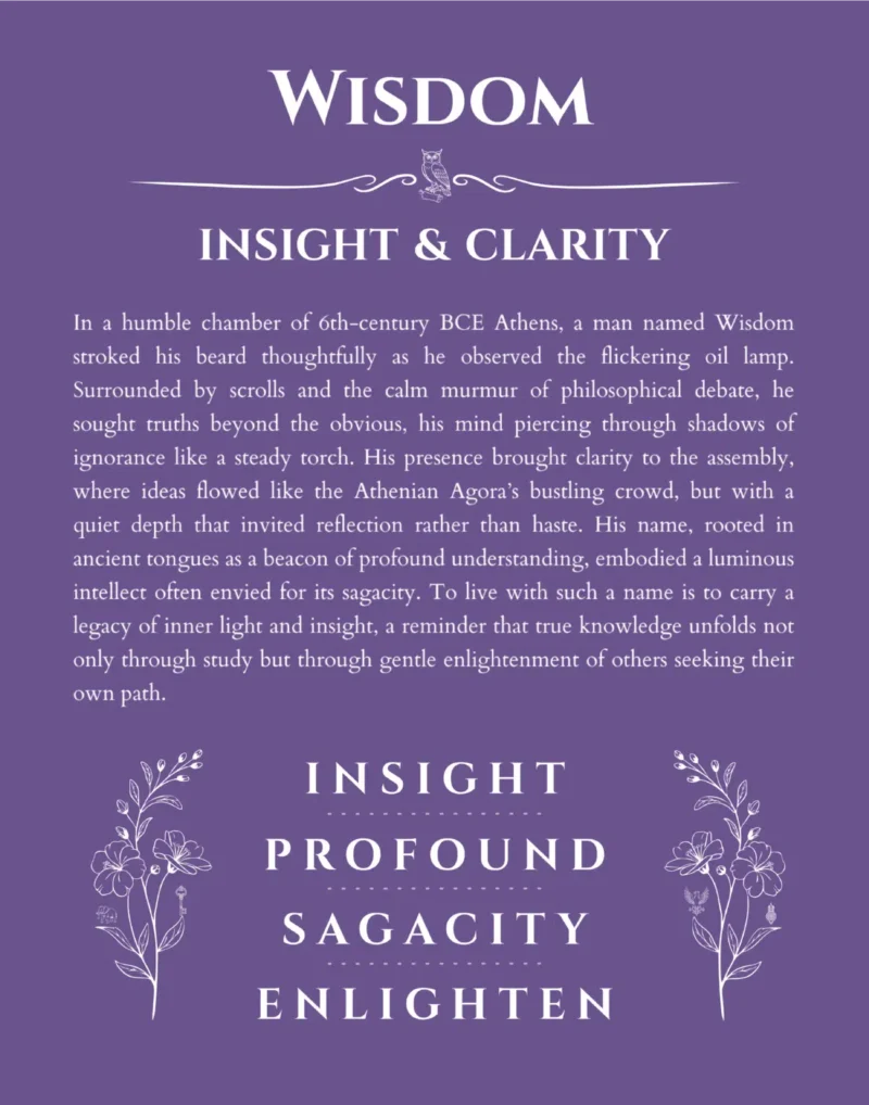 Wisdom custom name print for wall display in purple