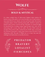 Wolfe custom name meaning print in red