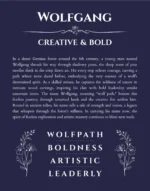 Wolfgang custom name meaning print in navy blue