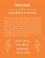 Woods custom name art showing meaning and origin in orange