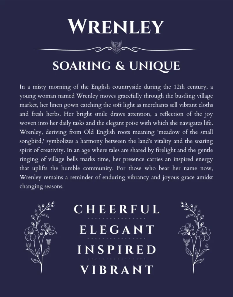 Wrenley personalized name meaning print in navy blue