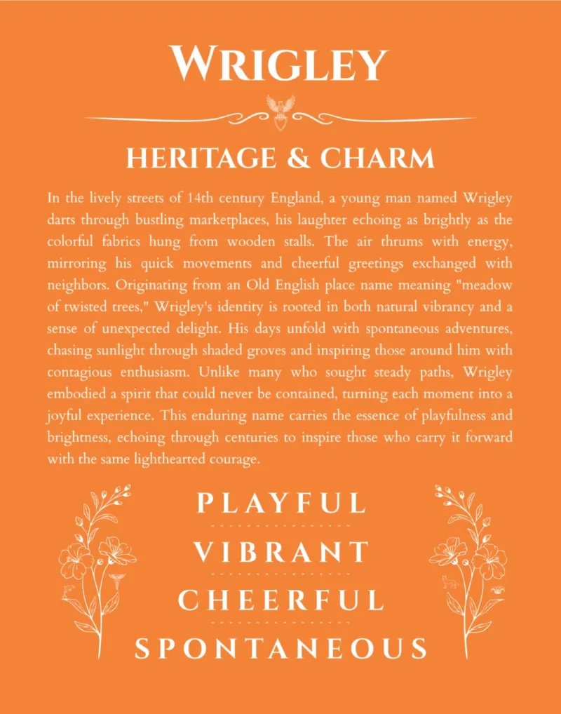 Wrigley custom name print for wall display in orange
