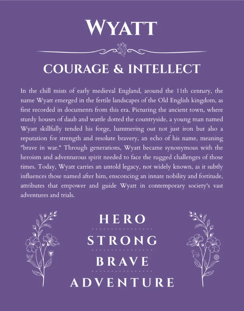 Wyatt name meaning gift print in purple