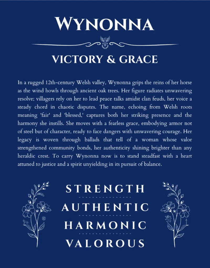 Wynonna name meaning wall art by Get Your Story in deep blue