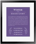 Wynter custom name print for wall display in purple with black matte frame
