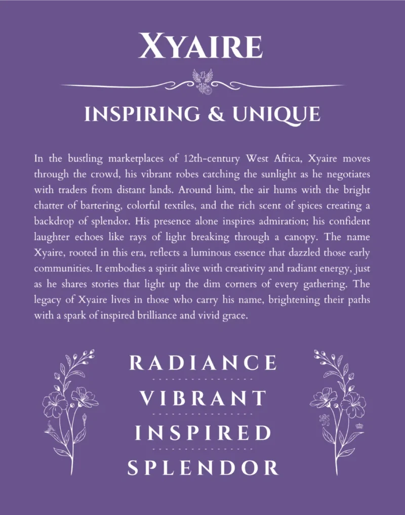 Xyaire personalized name meaning print in purple