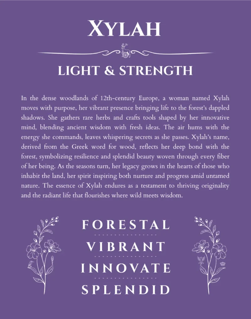 Xylah personalized name art with origin story in purple