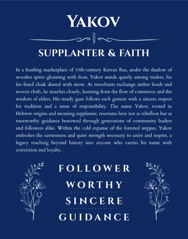 Yakov custom name print for wall display in deep blue